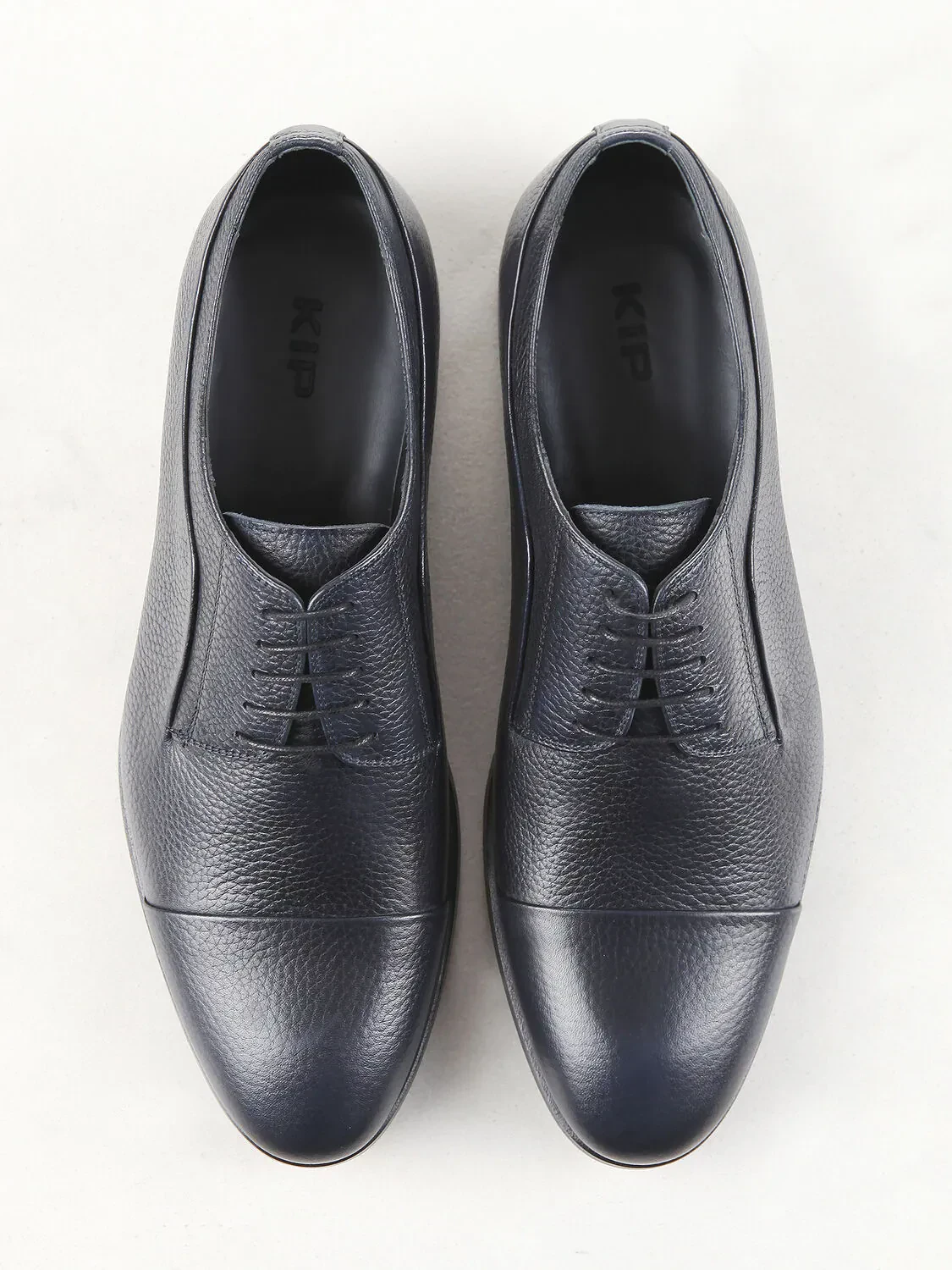 Navy Blue Leather Classical Shoes - 5