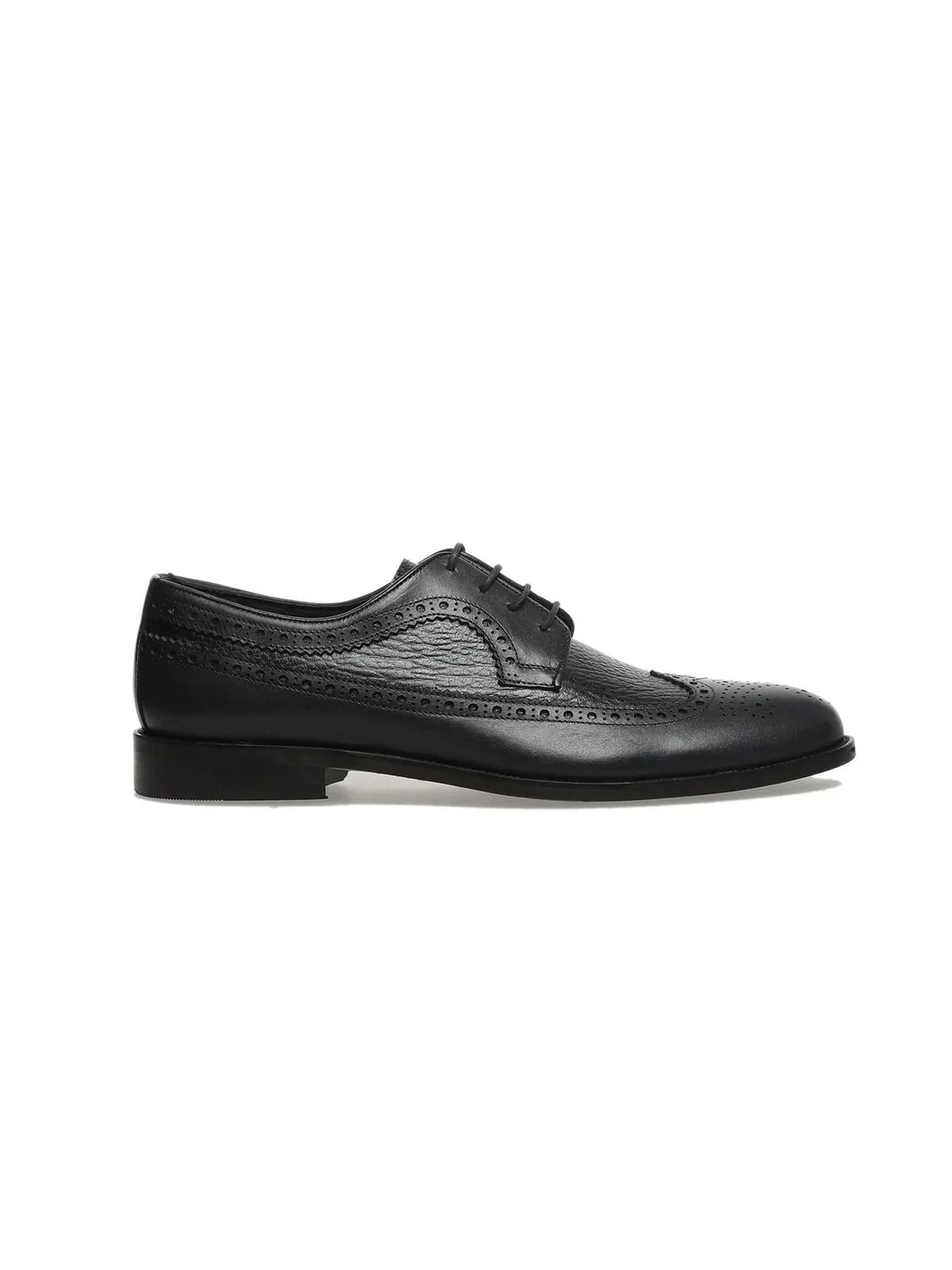 Navy Blue Leather Classical Shoes - 1