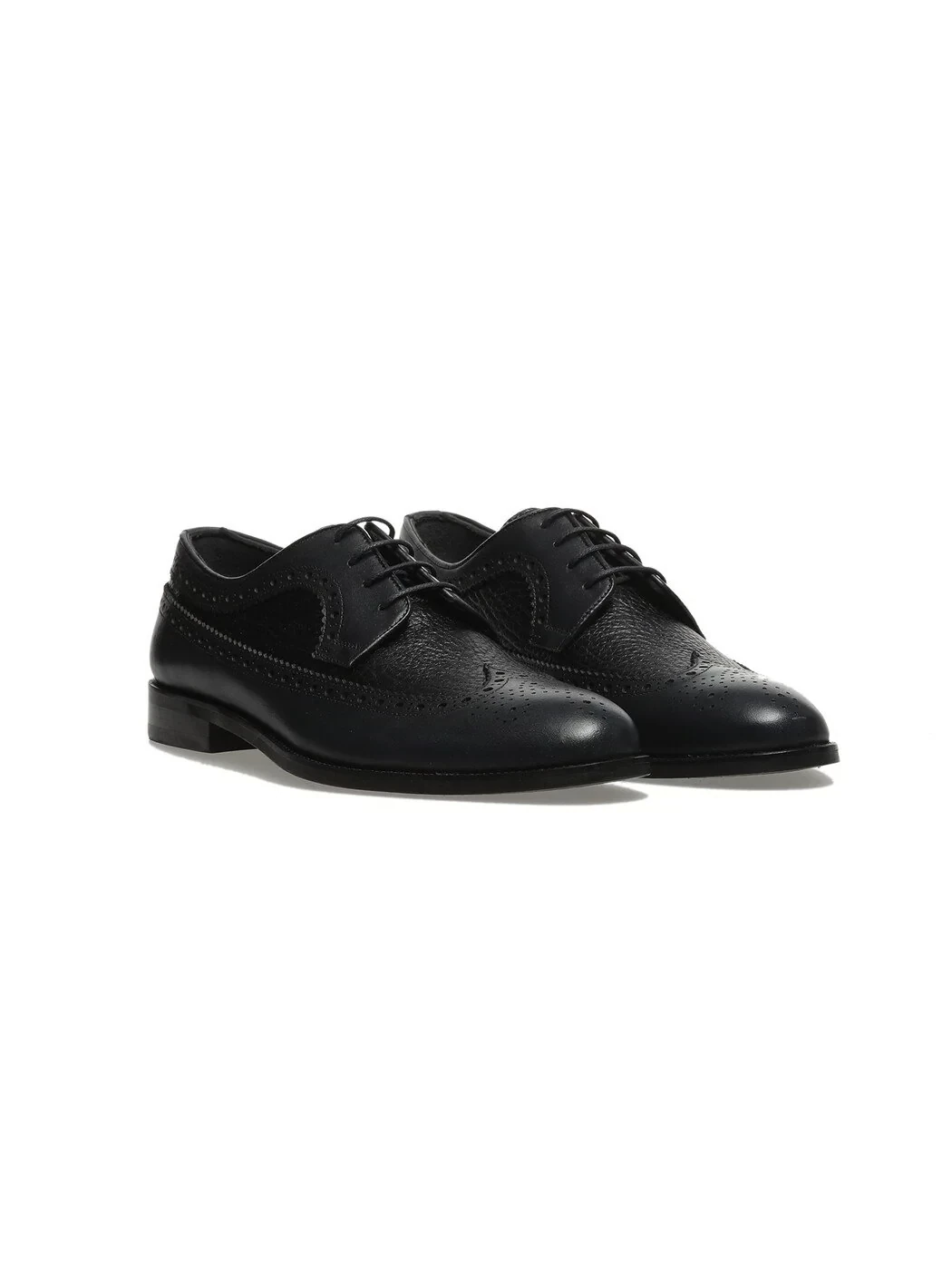 Navy Blue Leather Classical Shoes - 2