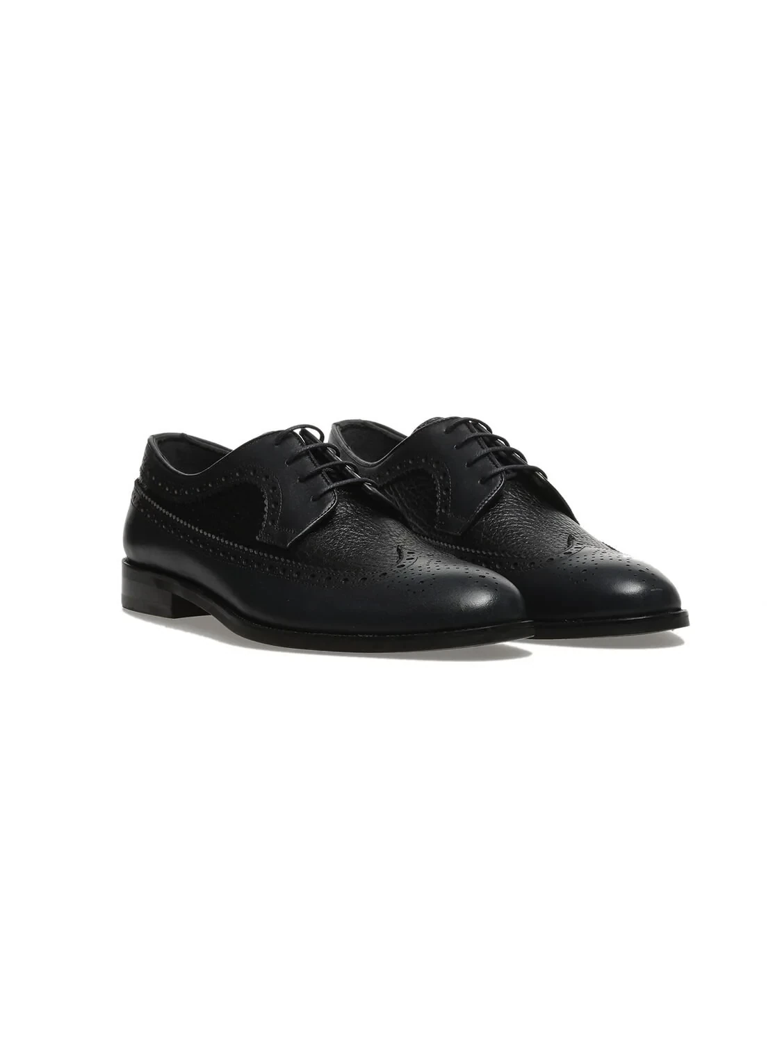 Navy Blue Leather Classical Shoes - 2