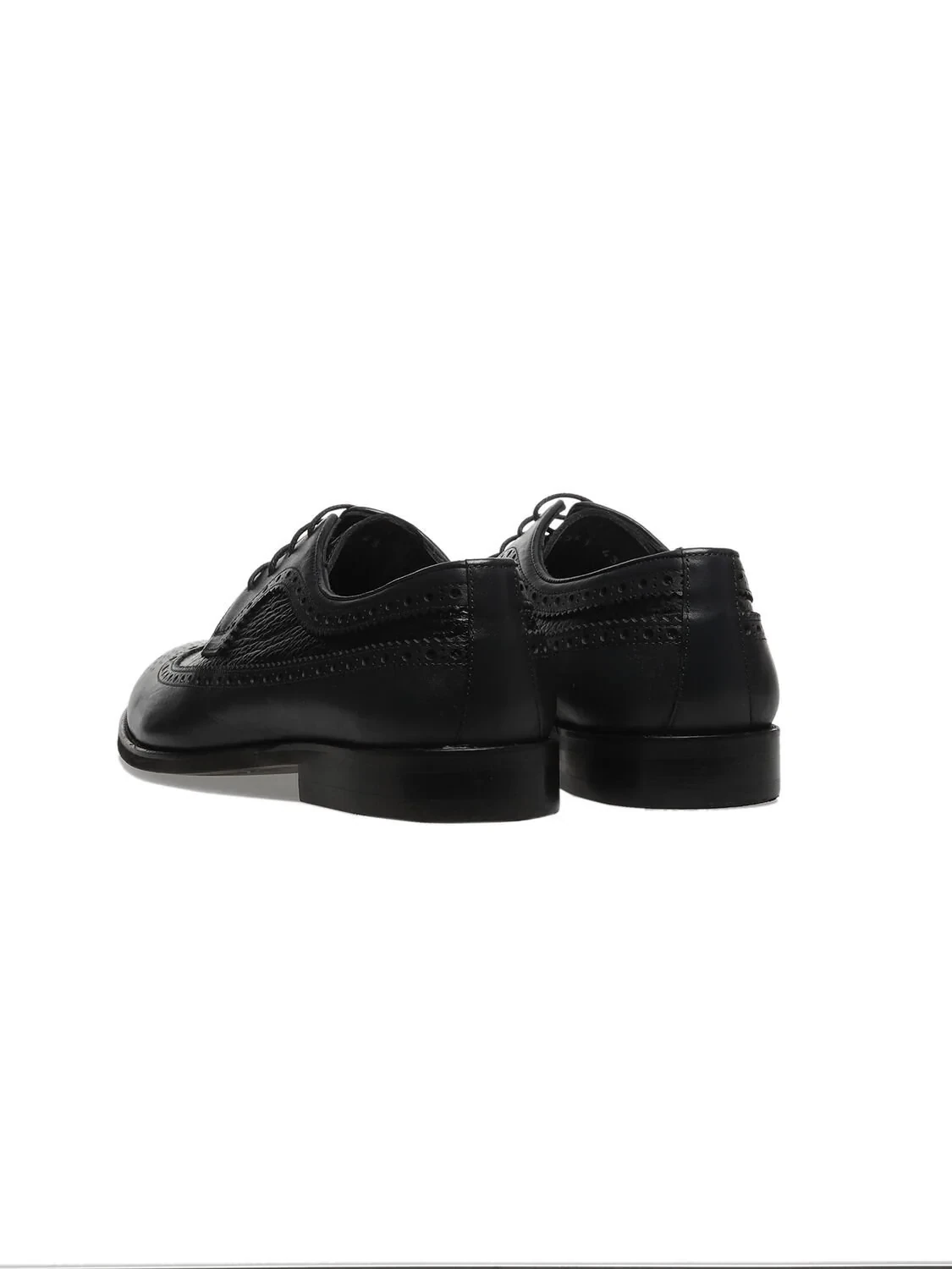 Navy Blue Leather Classical Shoes - 4