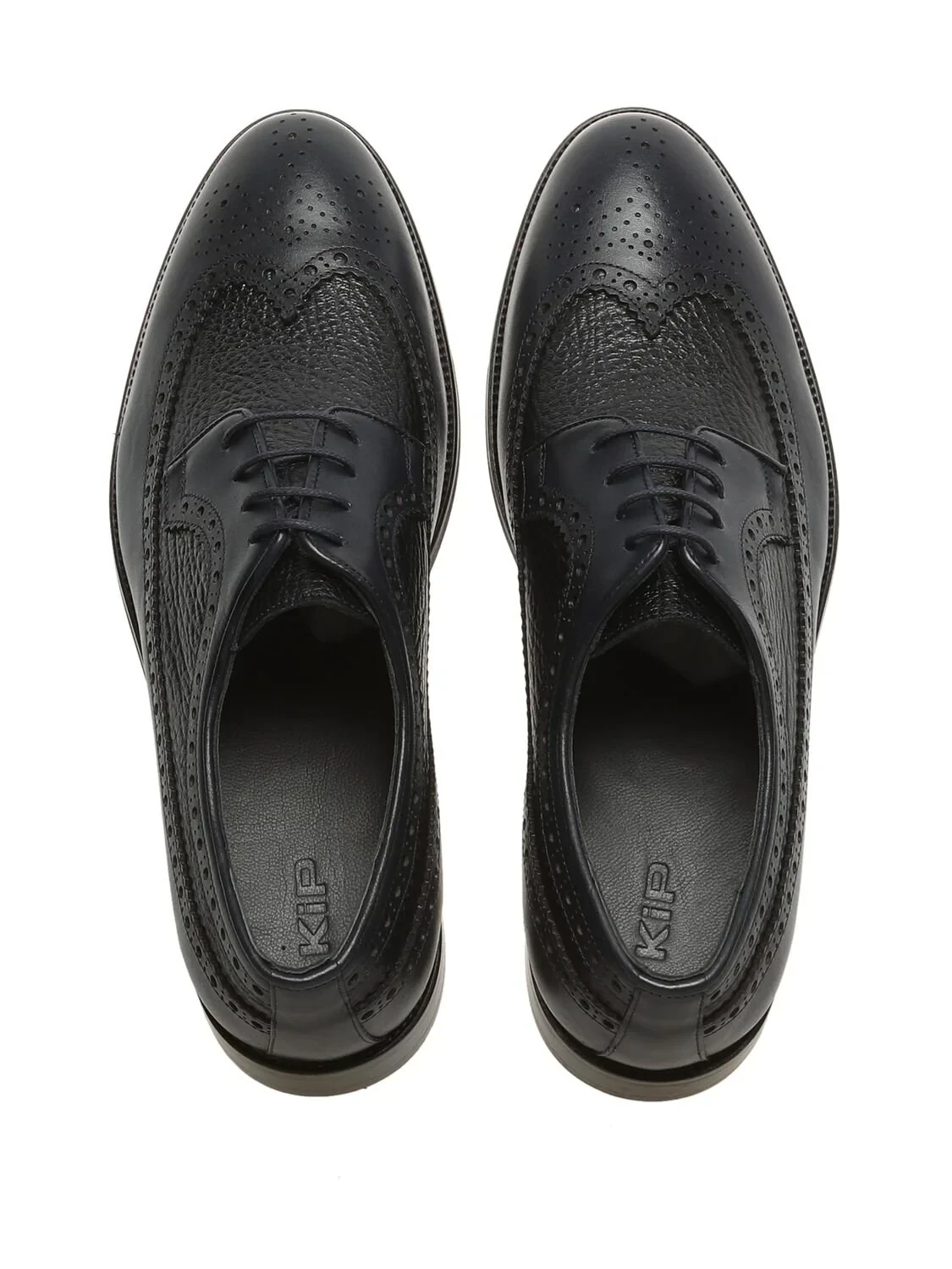 Navy Blue Leather Classical Shoes - 5