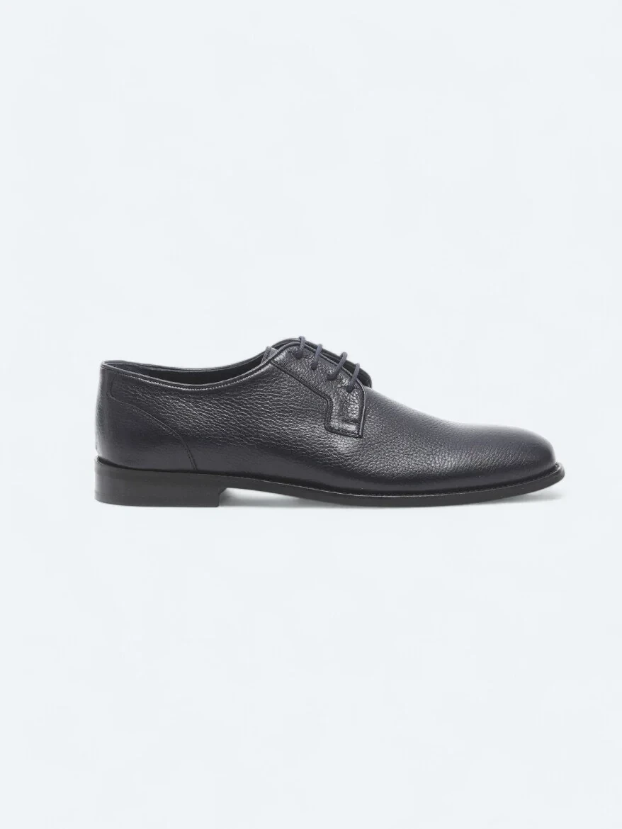 Navy Blue Leather Classical Shoes - 1