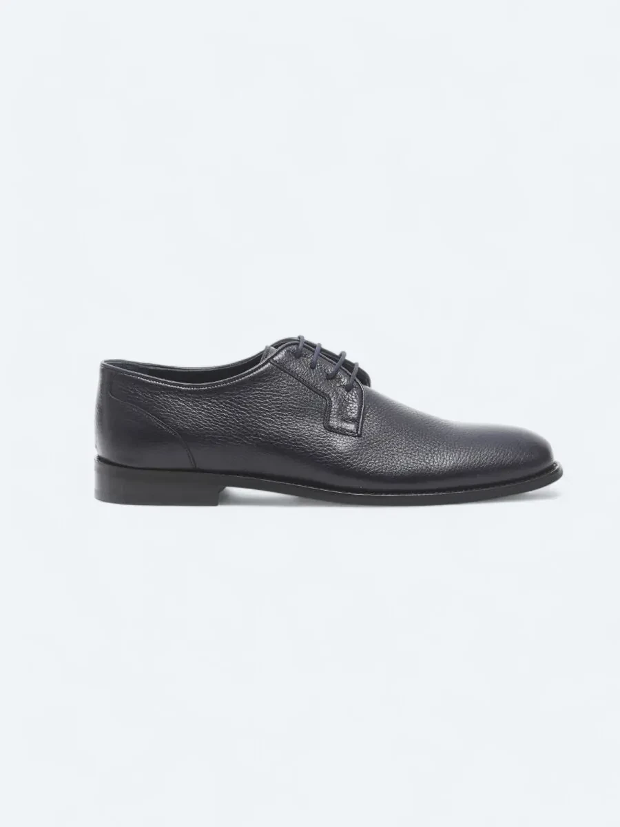 Navy Blue Leather Classical Shoes - 1