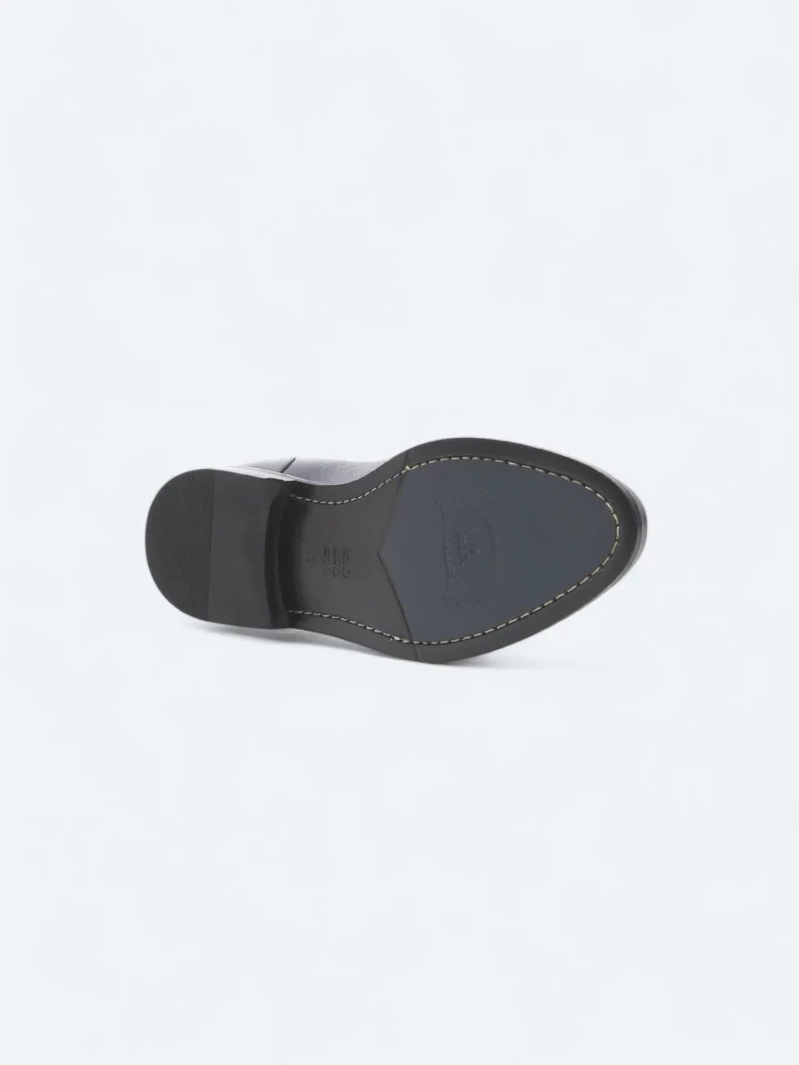Navy Blue Leather Classical Shoes - 4