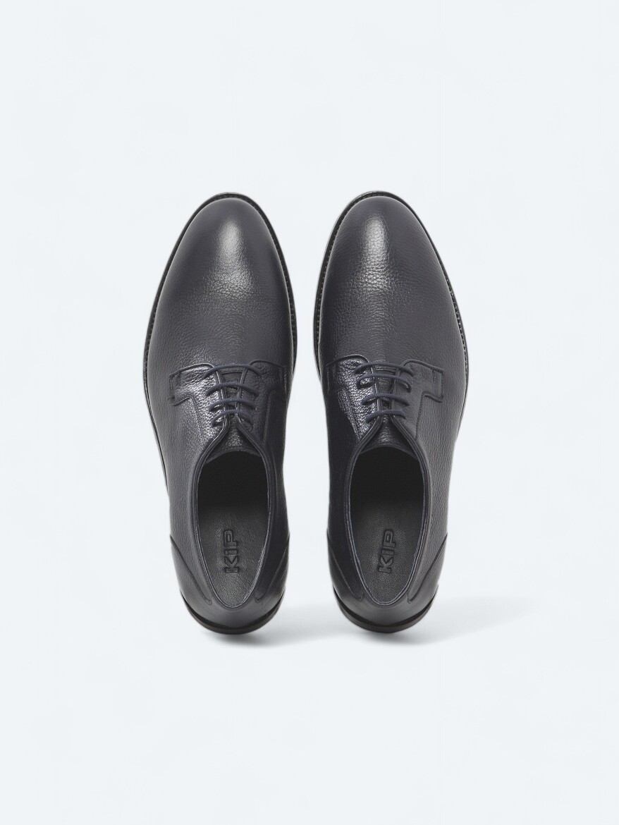 Navy Blue Leather Classical Shoes - 5