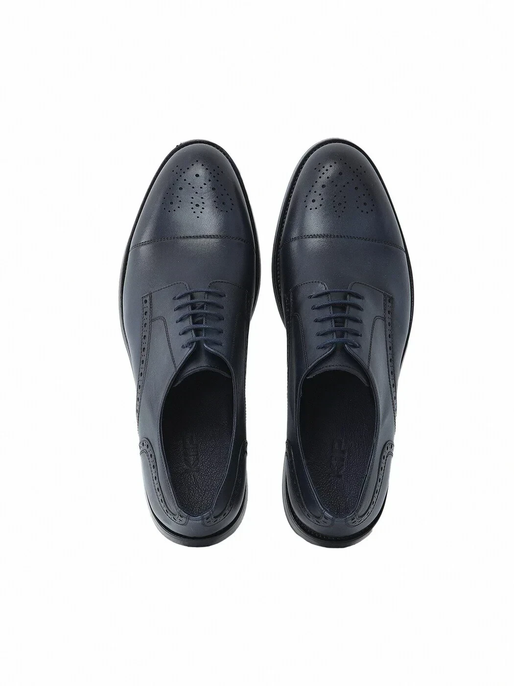 Navy Blue Leather Classical Shoes - 5