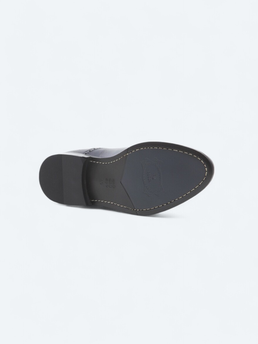 Navy Blue Leather Classical Shoes - 4