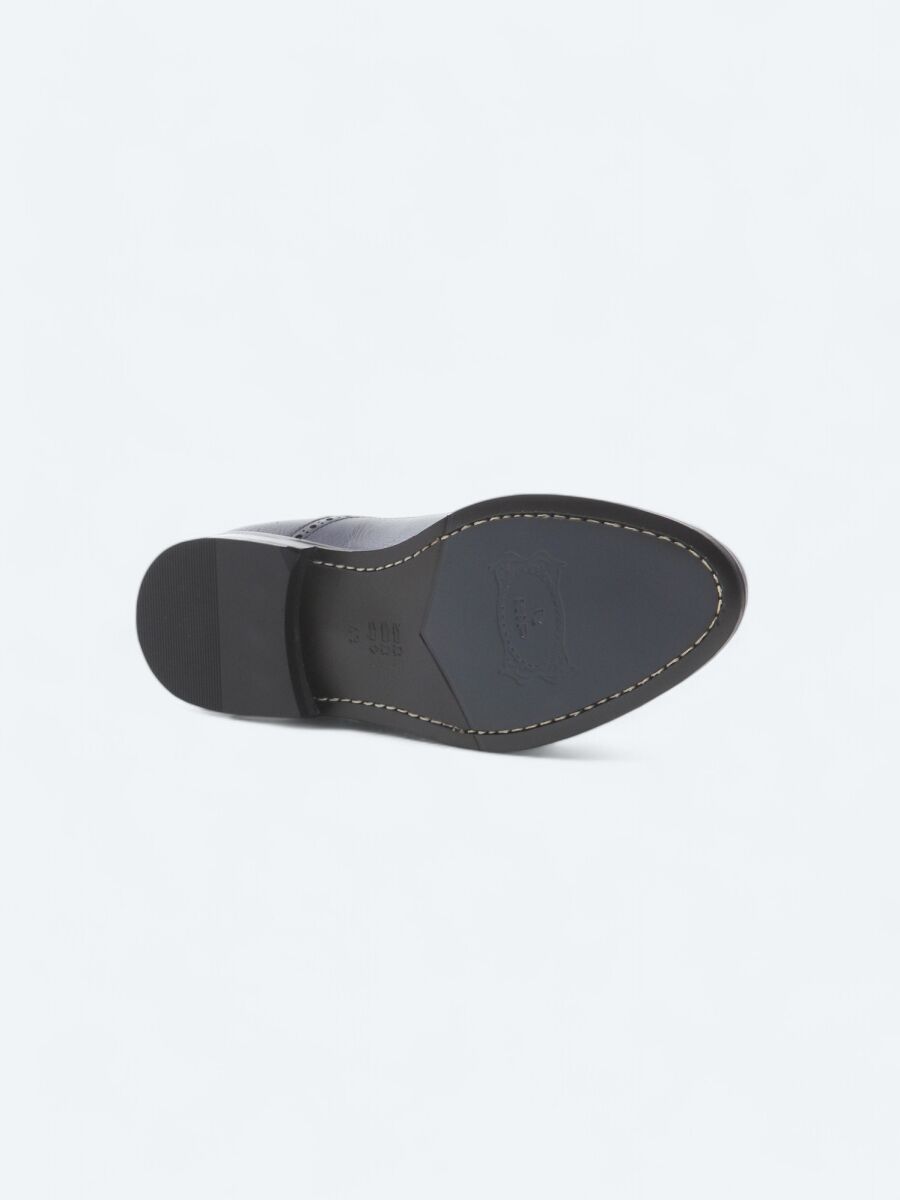 Navy Blue Leather Classical Shoes - 4