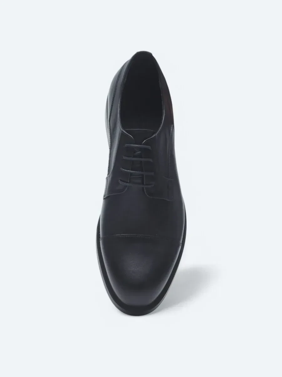 Navy Blue Leather Classical Shoes - 3