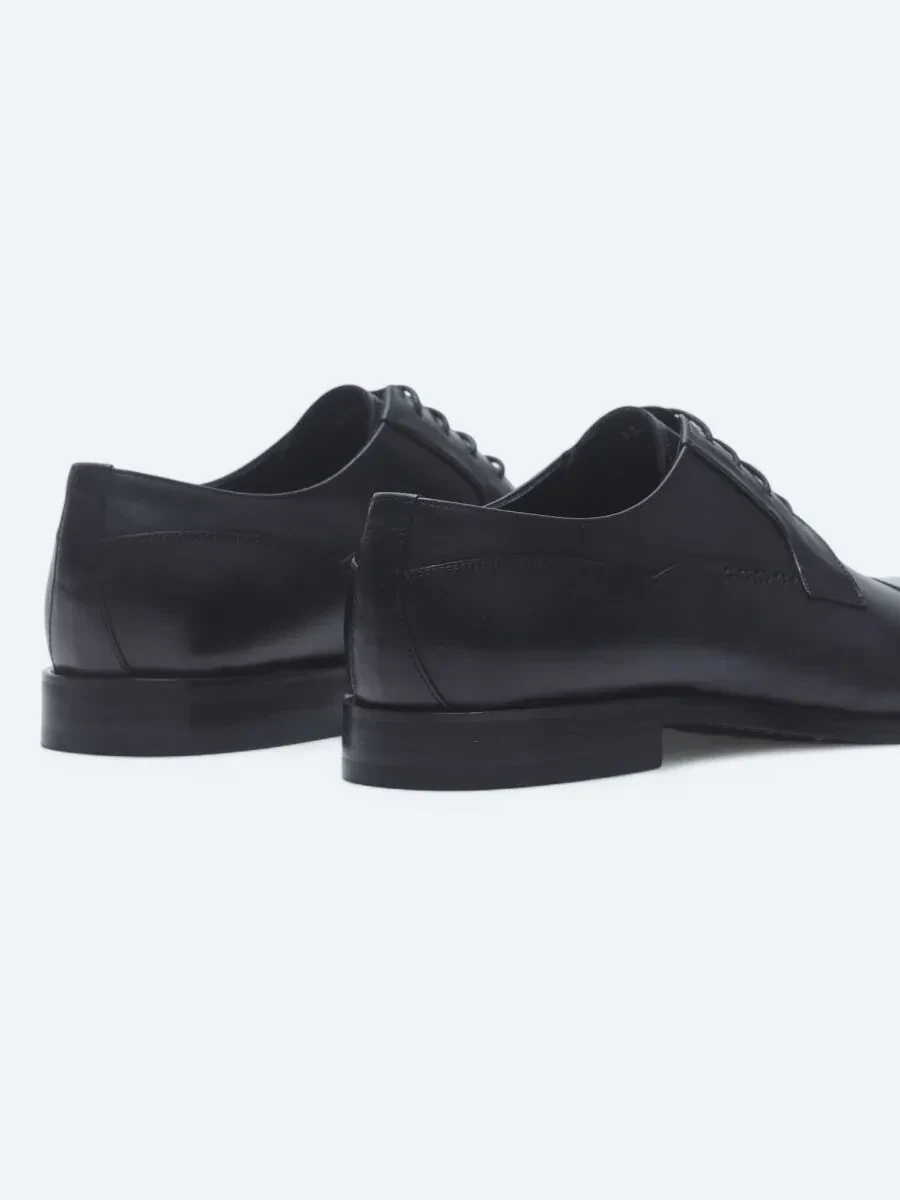 Navy Blue Leather Classical Shoes - 5