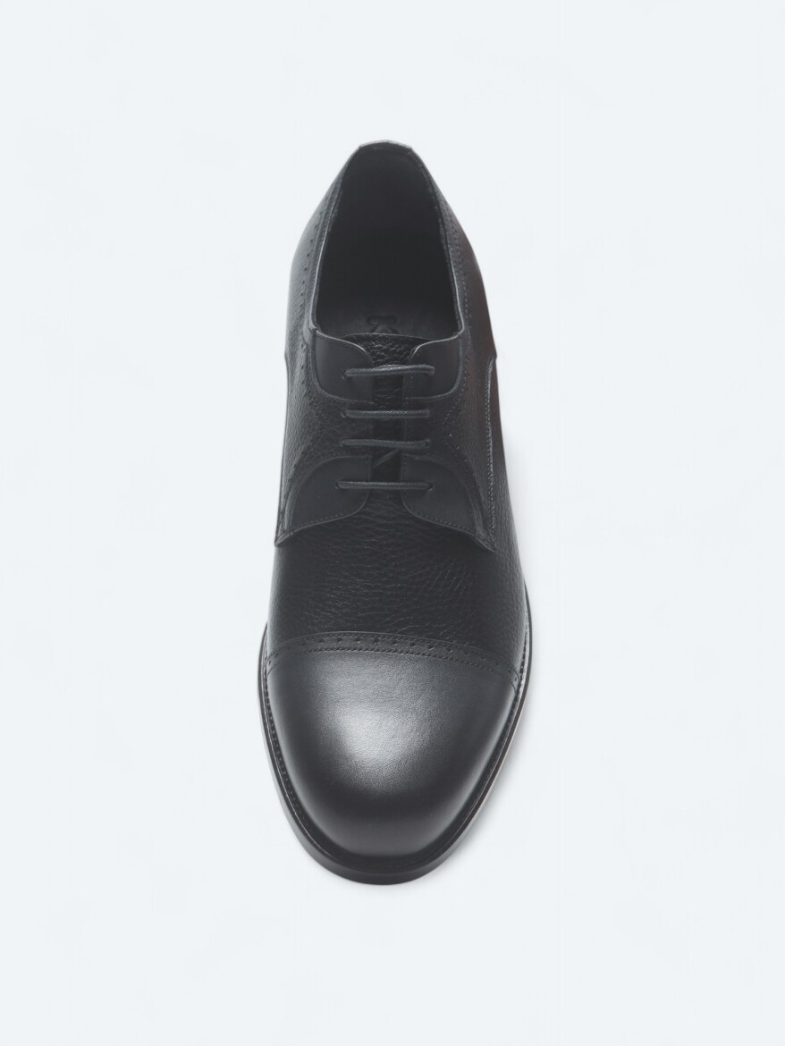 Navy Blue Leather Classical Shoes - 3