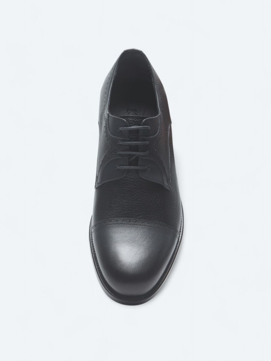 Navy Blue Leather Classical Shoes - 3