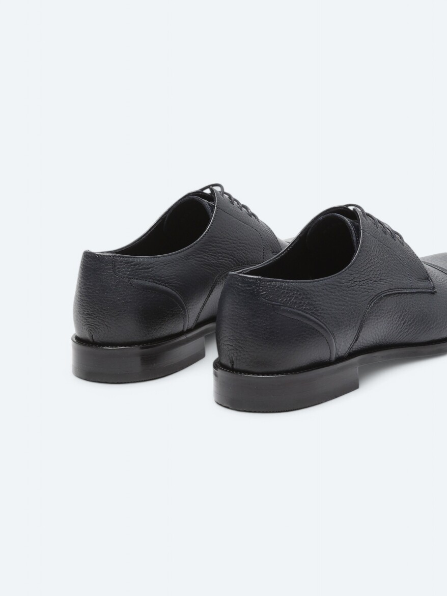 Navy Blue Leather Classical Shoes - 5