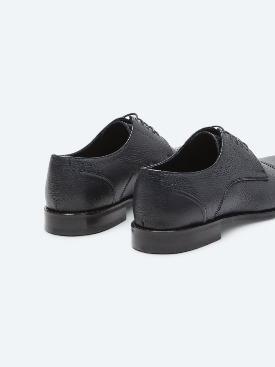 Navy Blue Leather Classical Shoes - 5