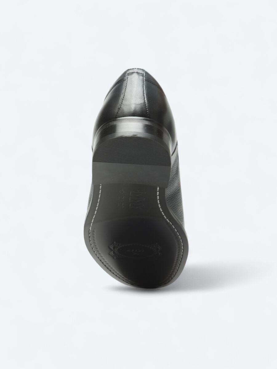 Navy Blue Leather Classical Shoes - 4