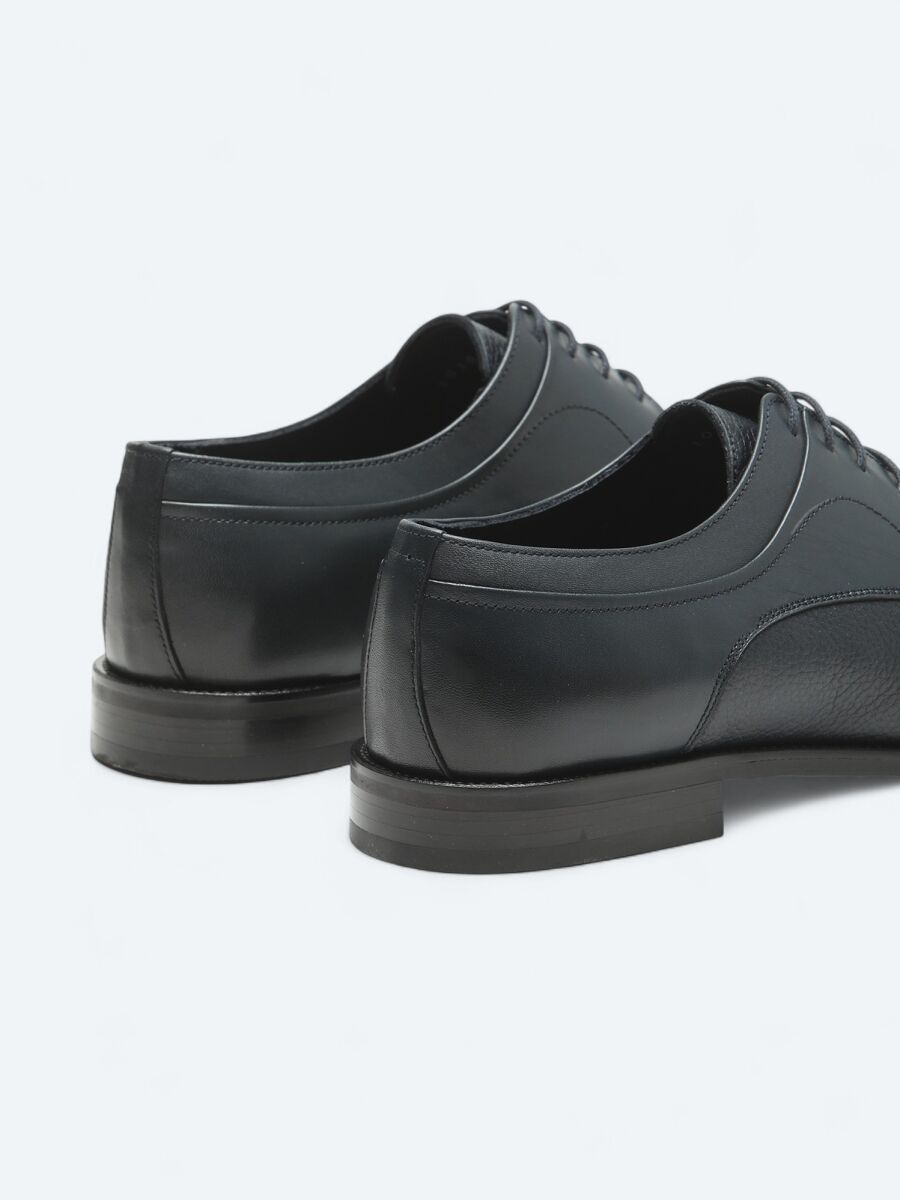Navy Blue Leather Classical Shoes - 5