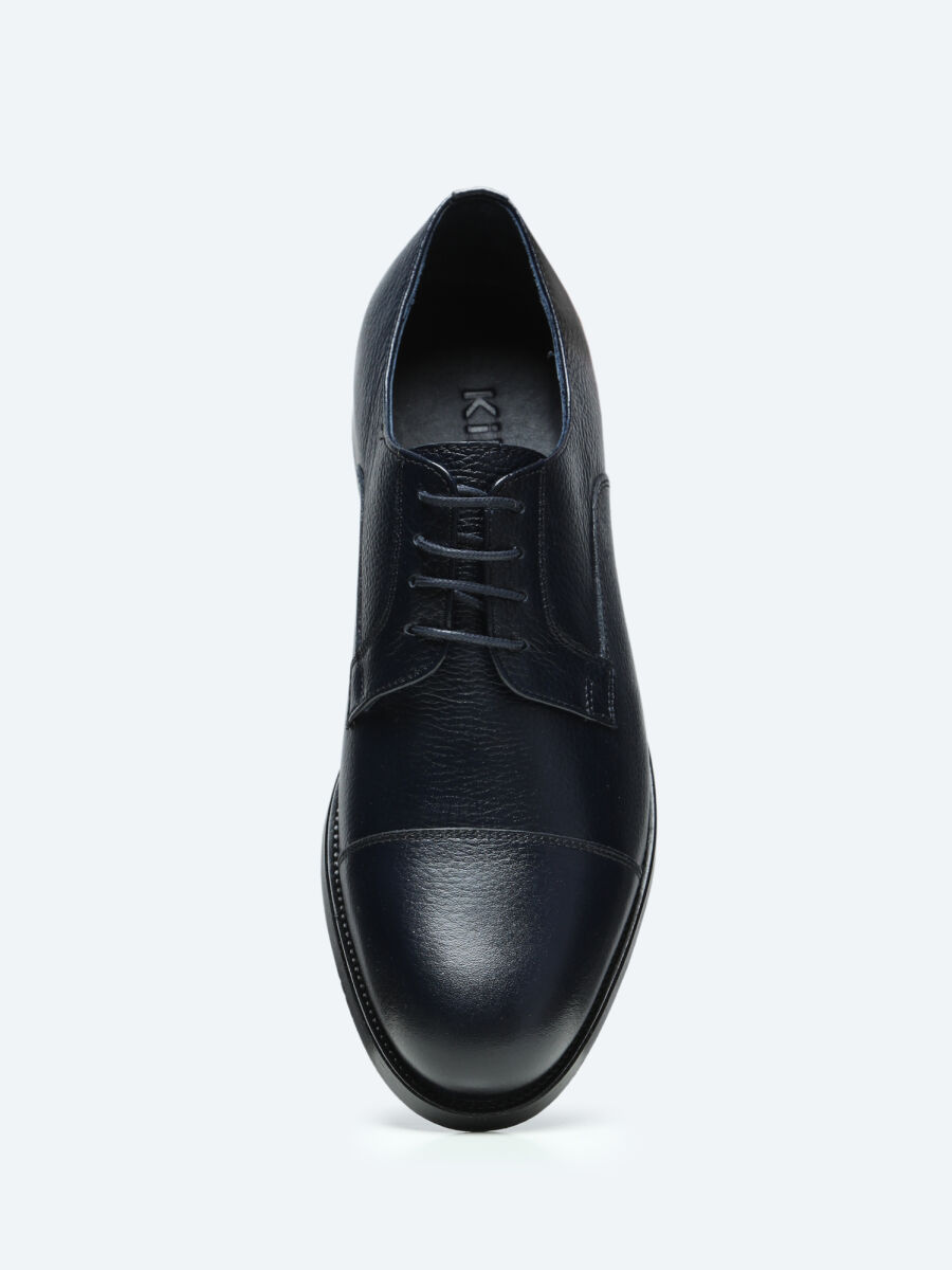Navy Blue Leather Classical Shoes - 4