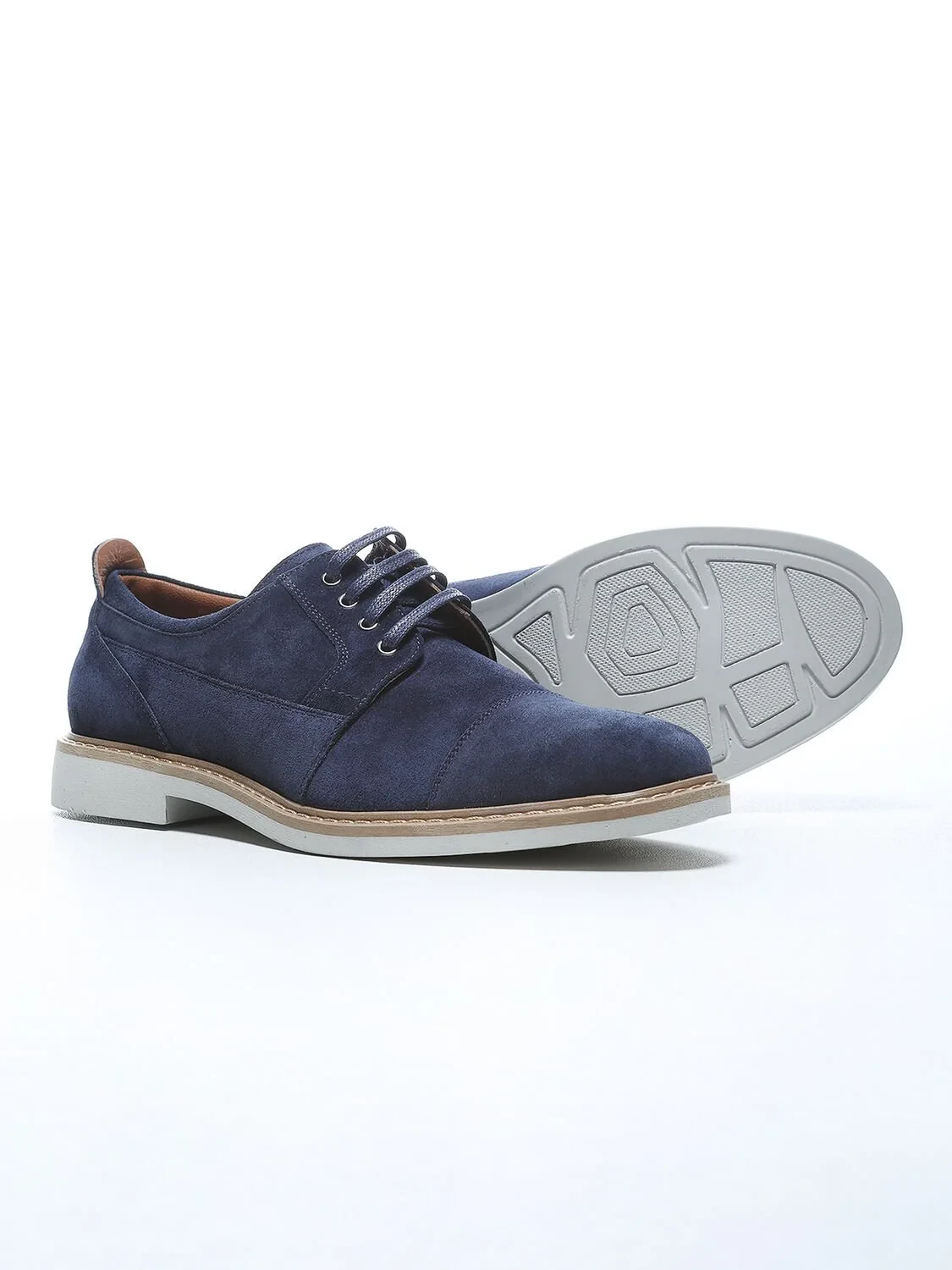 Navy Blue Leather Shoes - 4