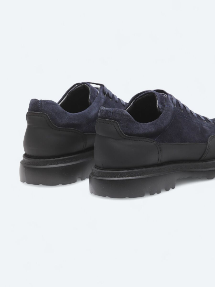 Navy Blue Leather Smart Casual Shoes - 5