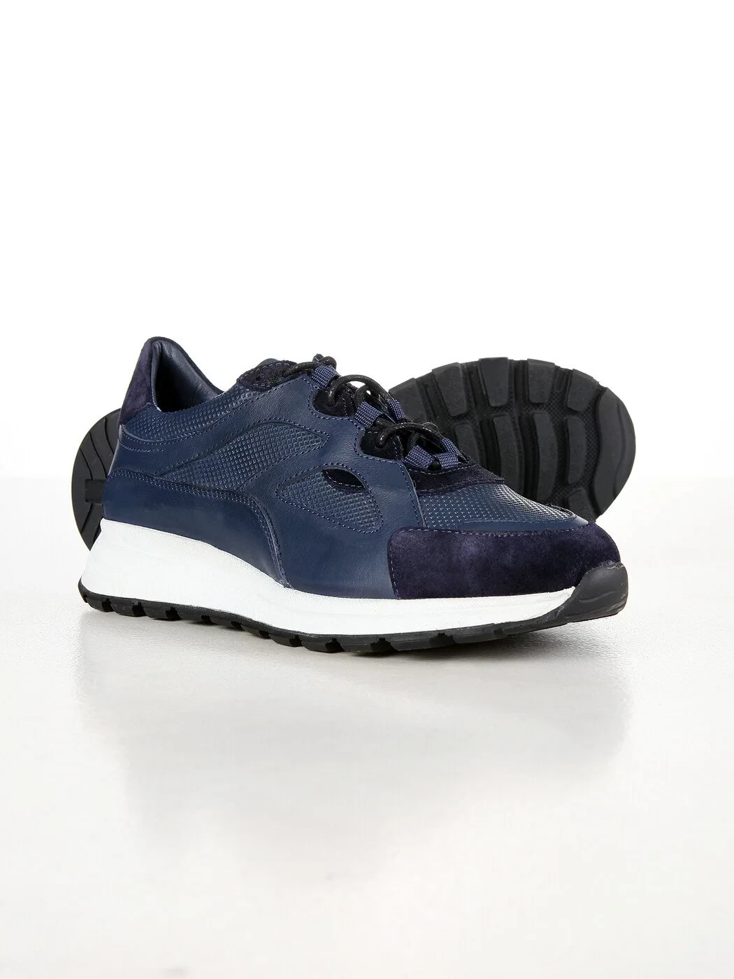 Navy Blue Leather Sneaker - 4