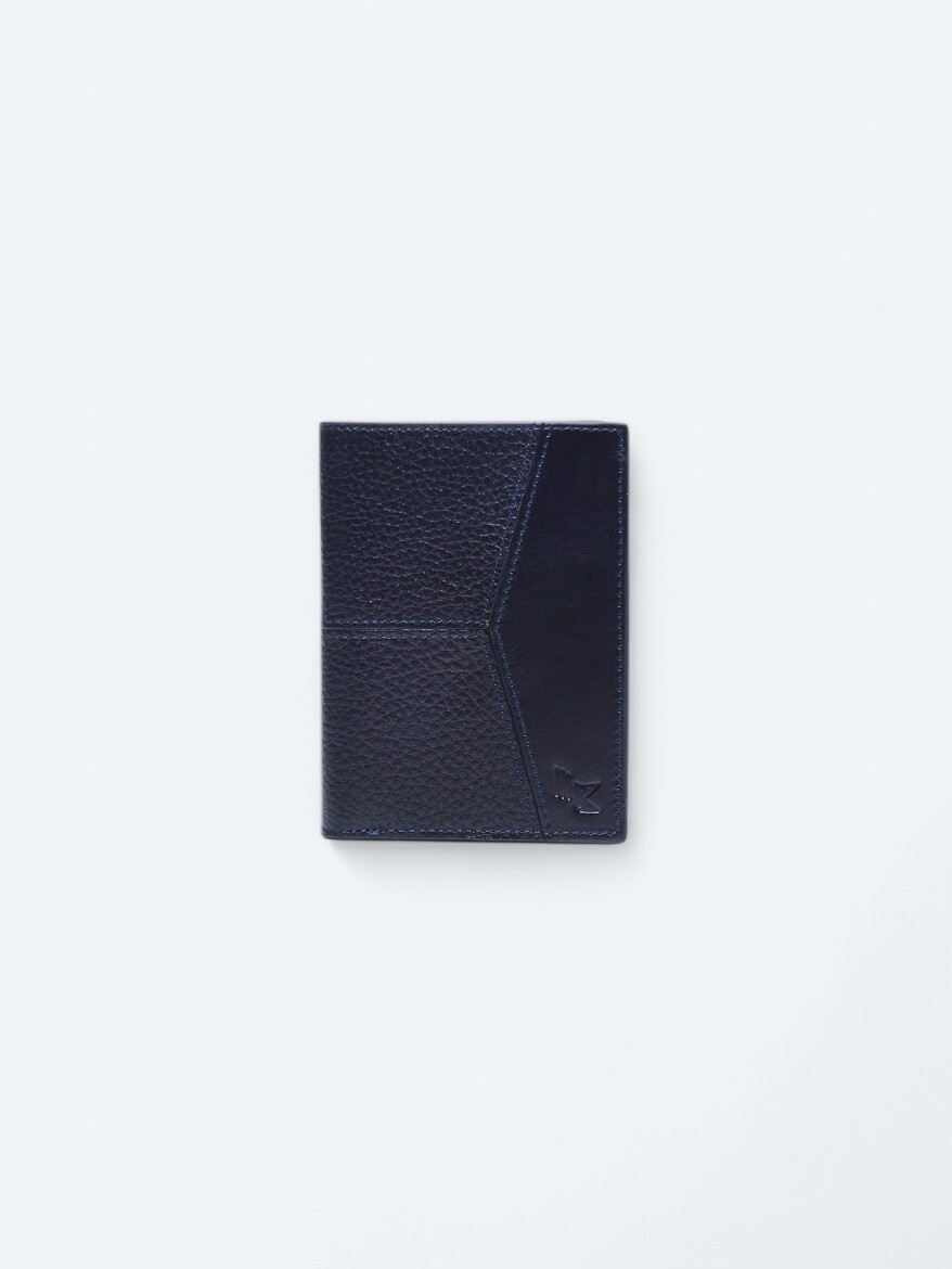 Navy Blue Leather Wallet - 1