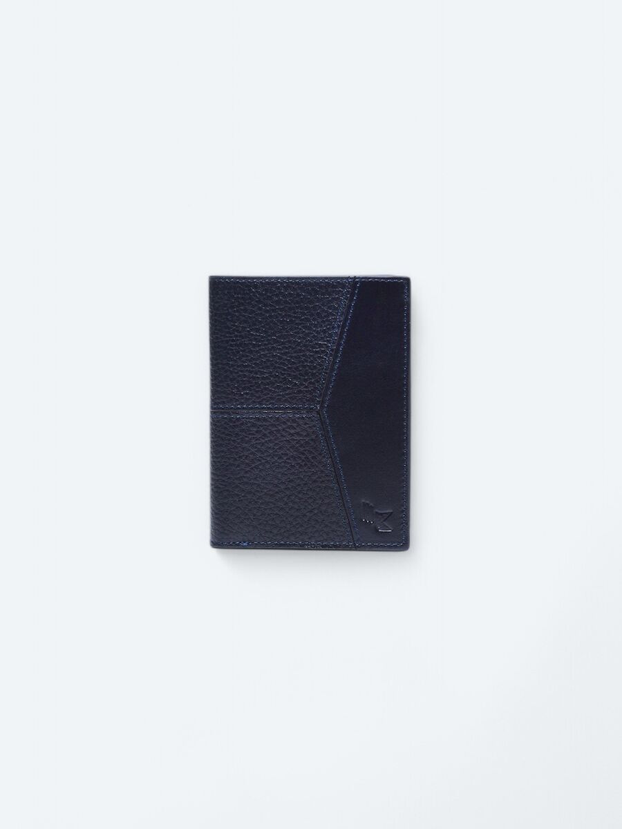 Navy Blue Leather Wallet - 1
