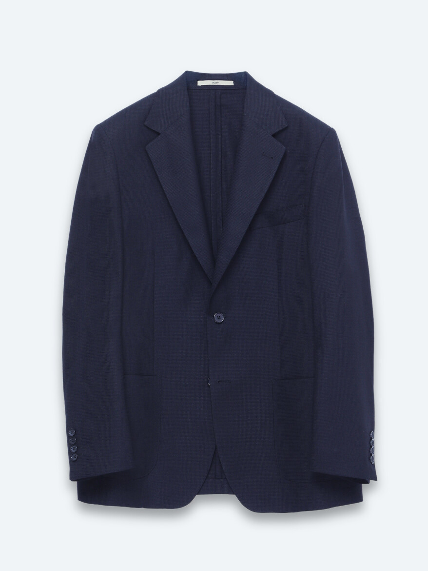 Navy Blue Micro Modern Fit 100% Wool Jacket - 6