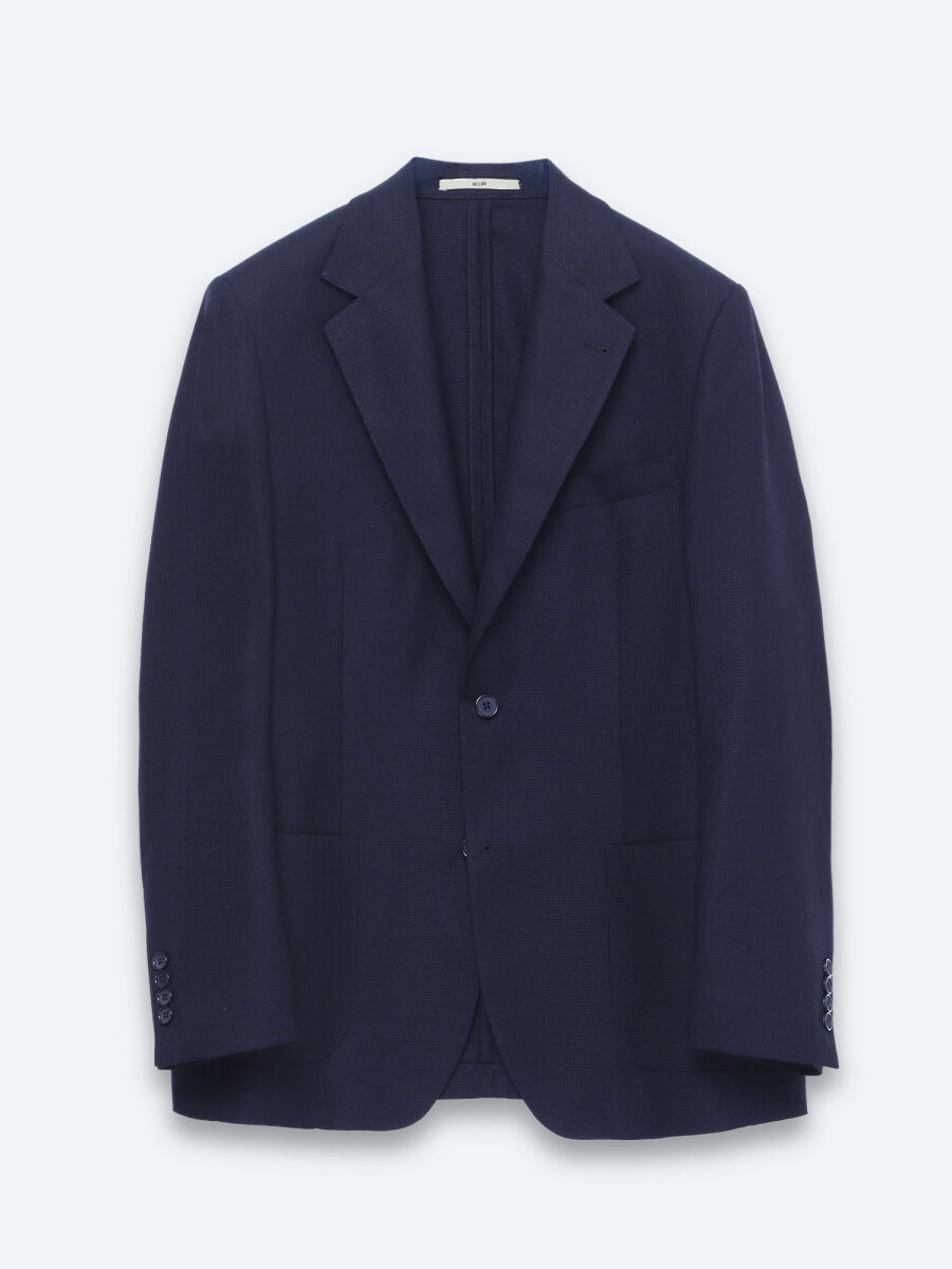 Navy Blue Micro Modern Fit 100% Wool Jacket - 6
