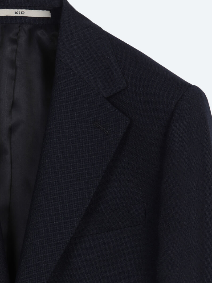 Navy Blue Micro Modern Fit 100% Wool Suit - 7