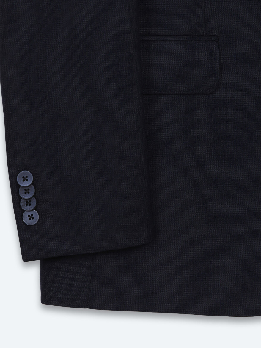 Navy Blue Micro Modern Fit 100% Wool Suit - 8