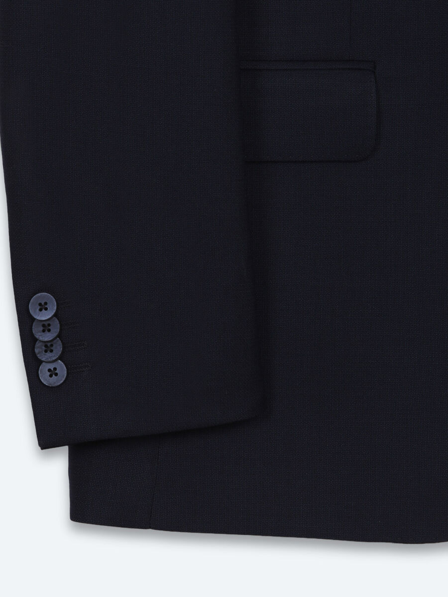 Navy Blue Micro Modern Fit 100% Wool Suit - 8