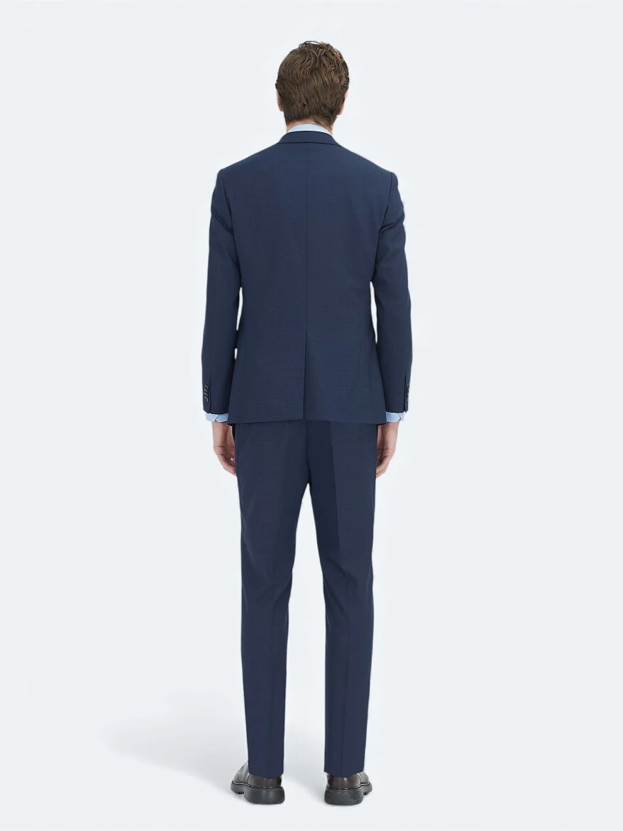 Navy Blue Micro Modern Fit Suit - 6