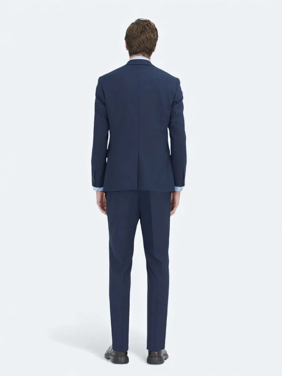 Navy Blue Micro Modern Fit Suit - 6