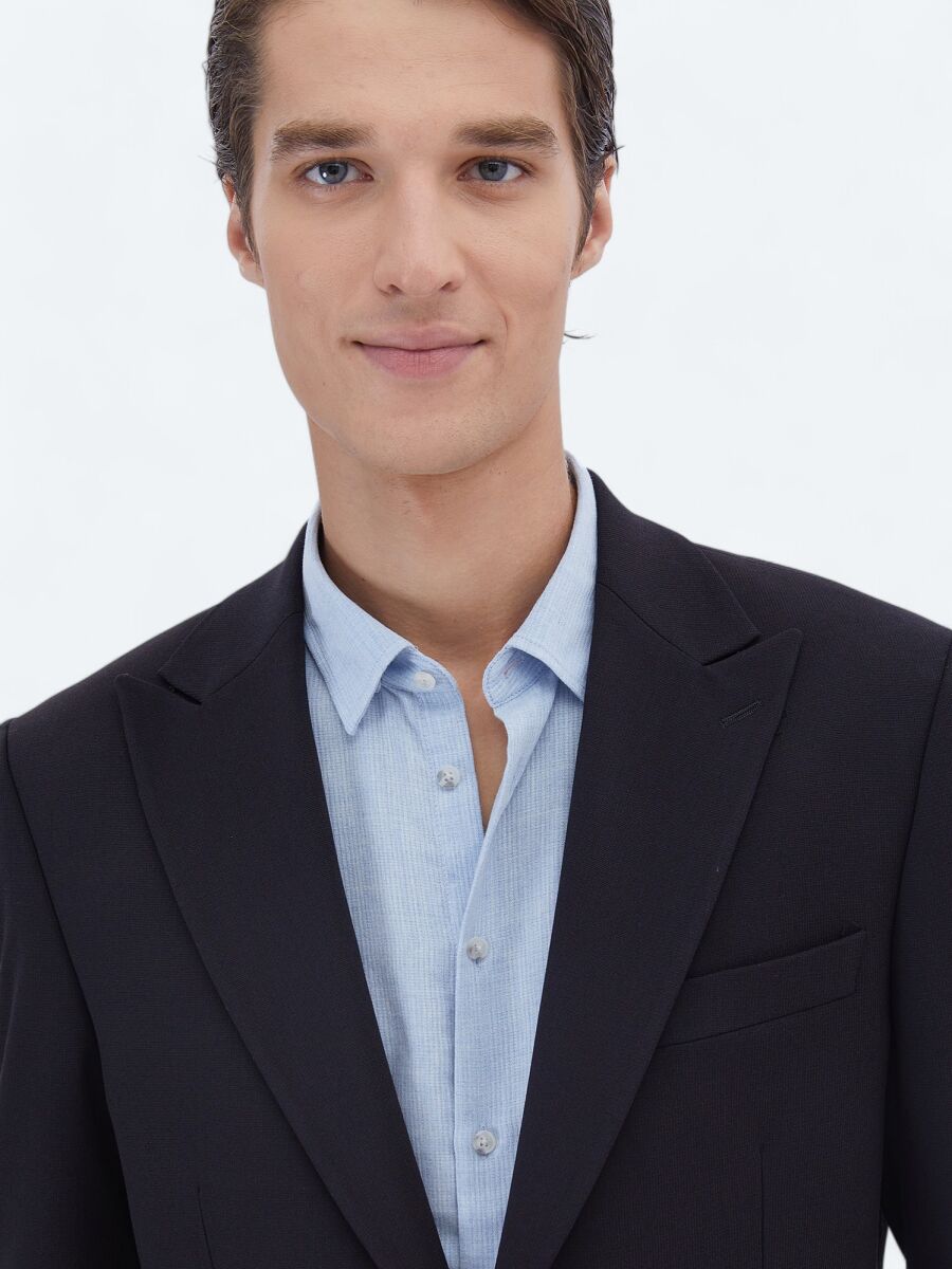 Navy Blue Micro Modern Fit Suit - 6