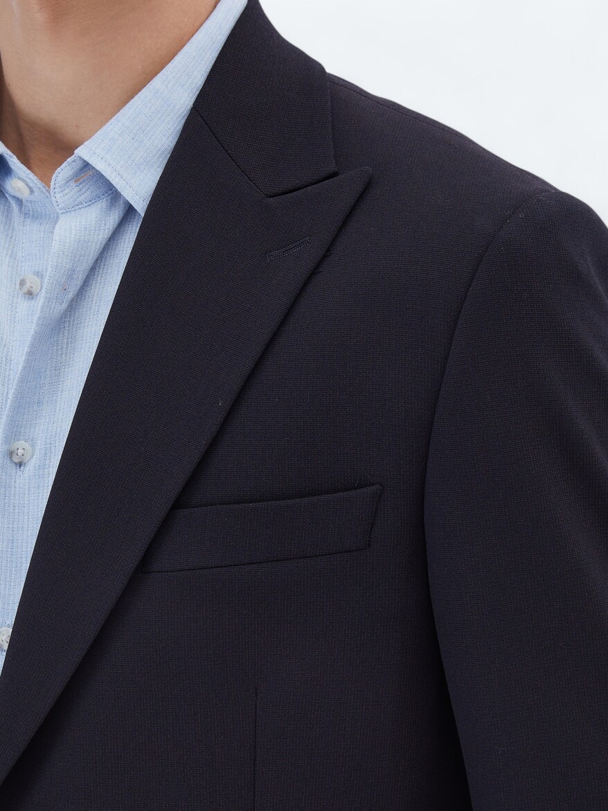 Navy Blue Micro Modern Fit Suit - 7
