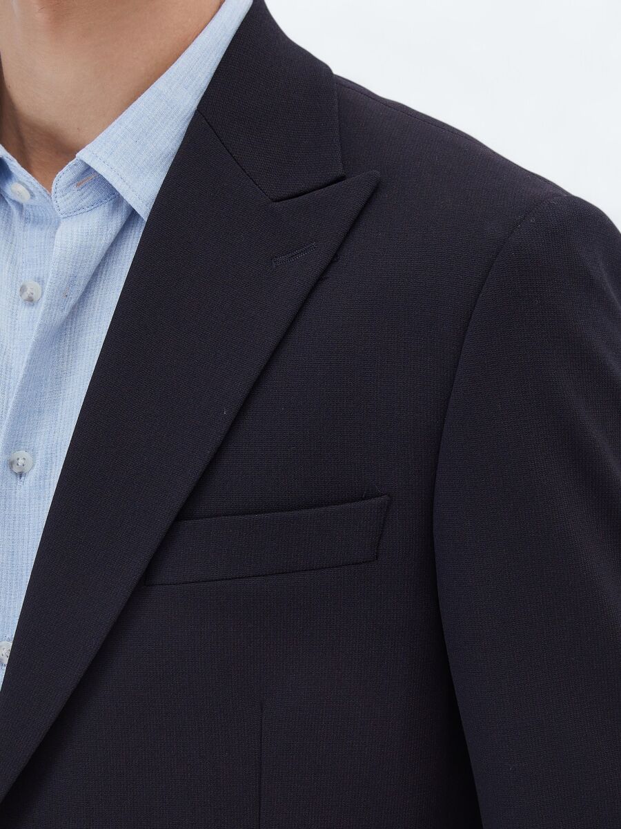 Navy Blue Micro Modern Fit Suit - 7