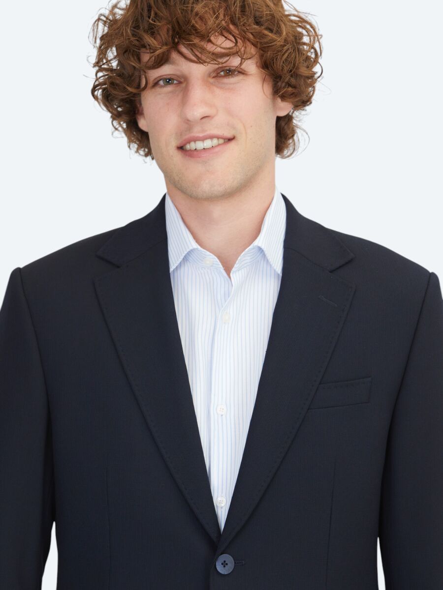 Navy Blue Micro Modern Fit Suit - 4