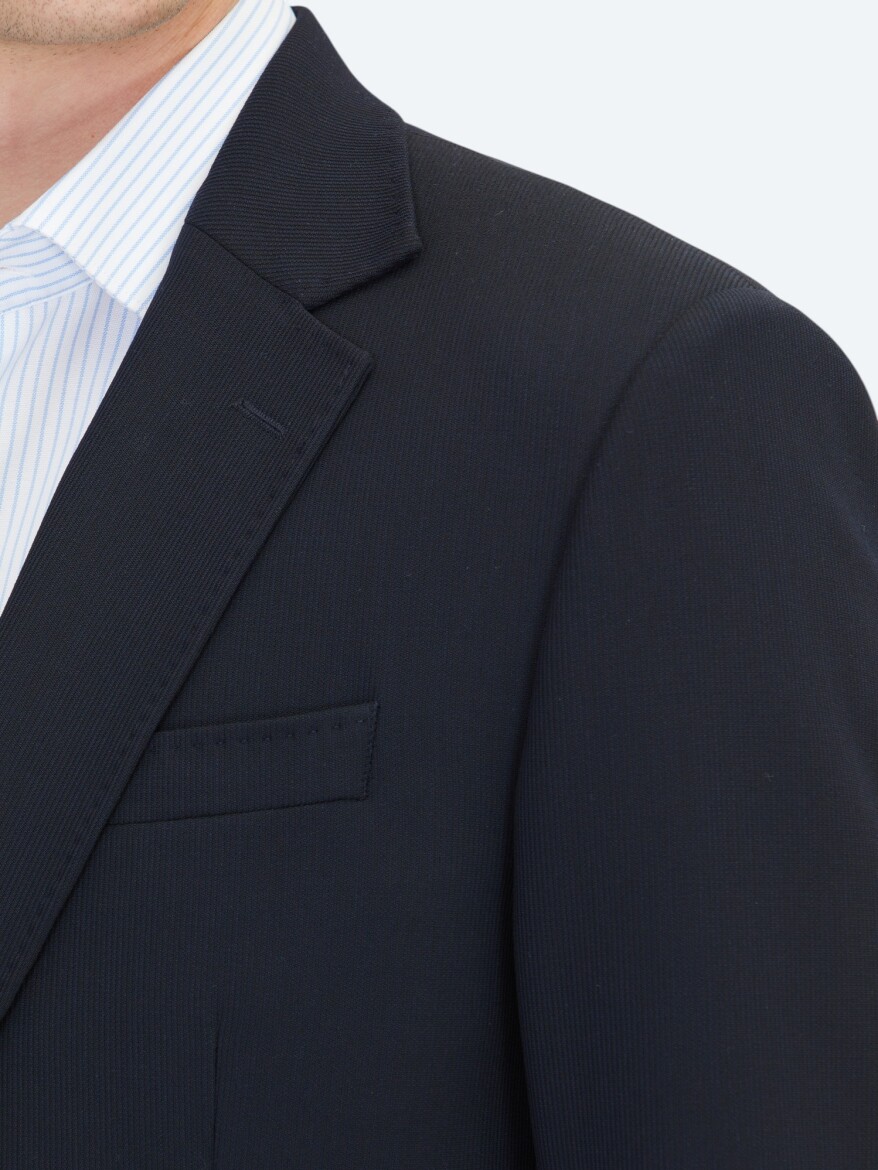 Navy Blue Micro Modern Fit Suit - 5