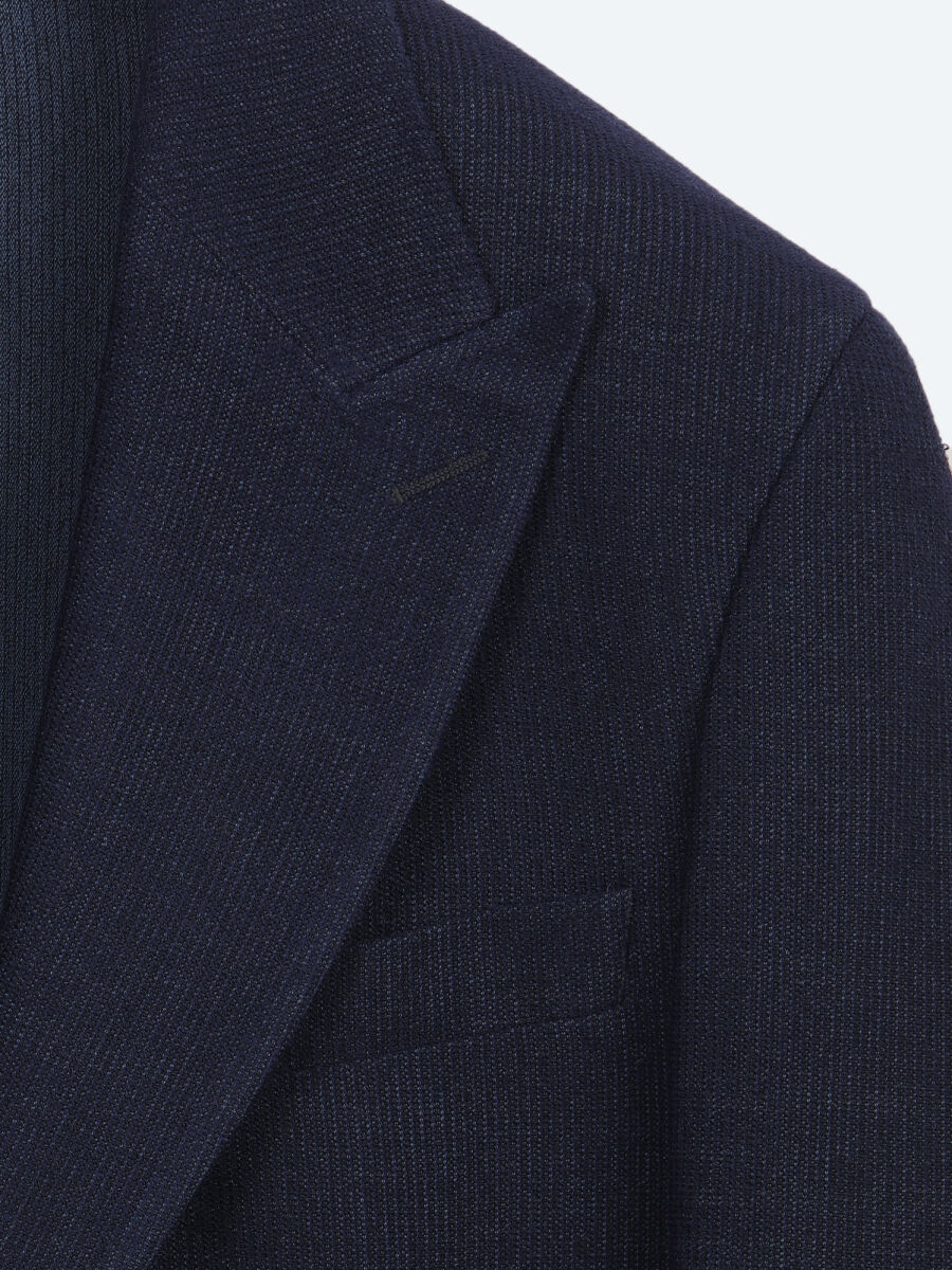 Navy Blue Micro Modern Fit Wool Blended Jacket - 6