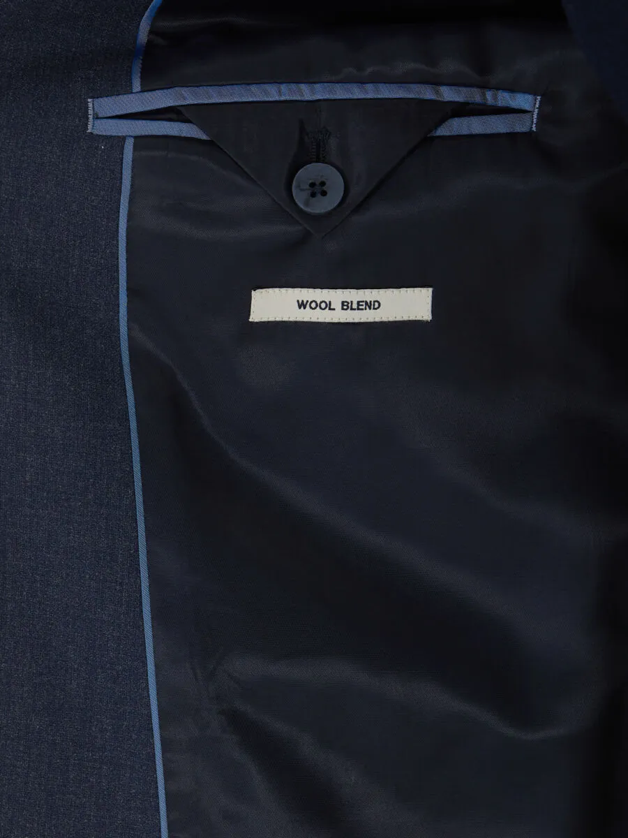 Navy Blue Micro Modern Fit Wool Blended Suit - 5