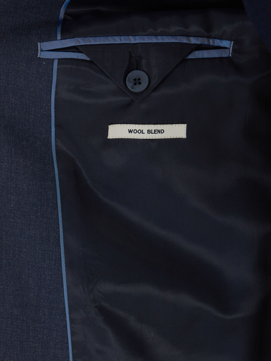 Navy Blue Micro Modern Fit Wool Blended Suit - 5