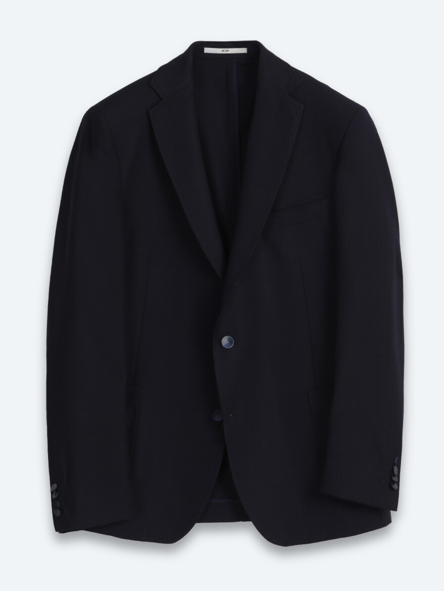 Navy Blue Micro Regular Fit 100% Wool Jacket - 6