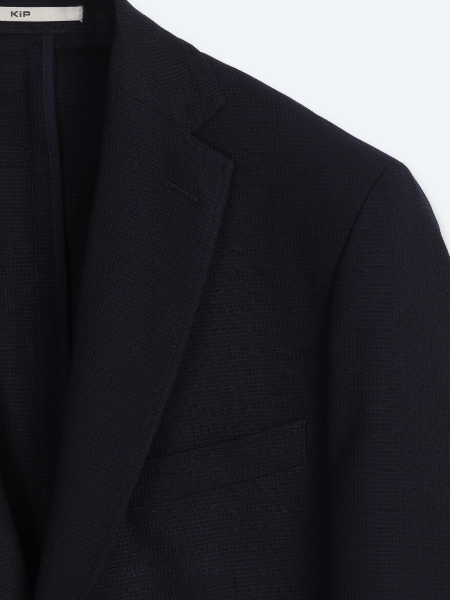Navy Blue Micro Regular Fit 100% Wool Jacket - 7
