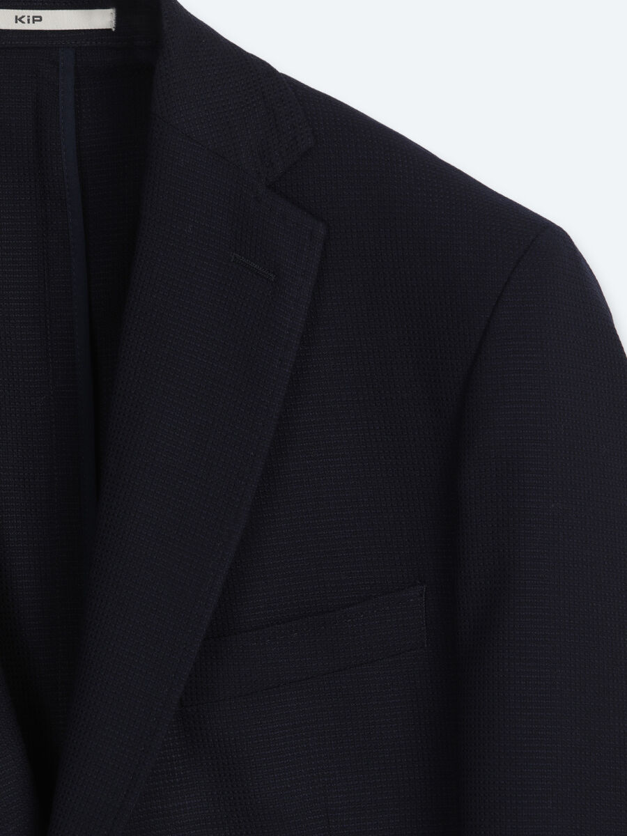 Navy Blue Micro Regular Fit 100% Wool Jacket - 7