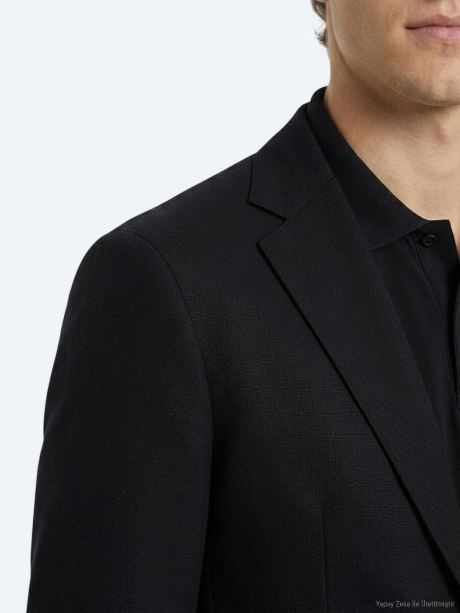 Navy Blue Micro Regular Fit 100% Wool Jacket - 3