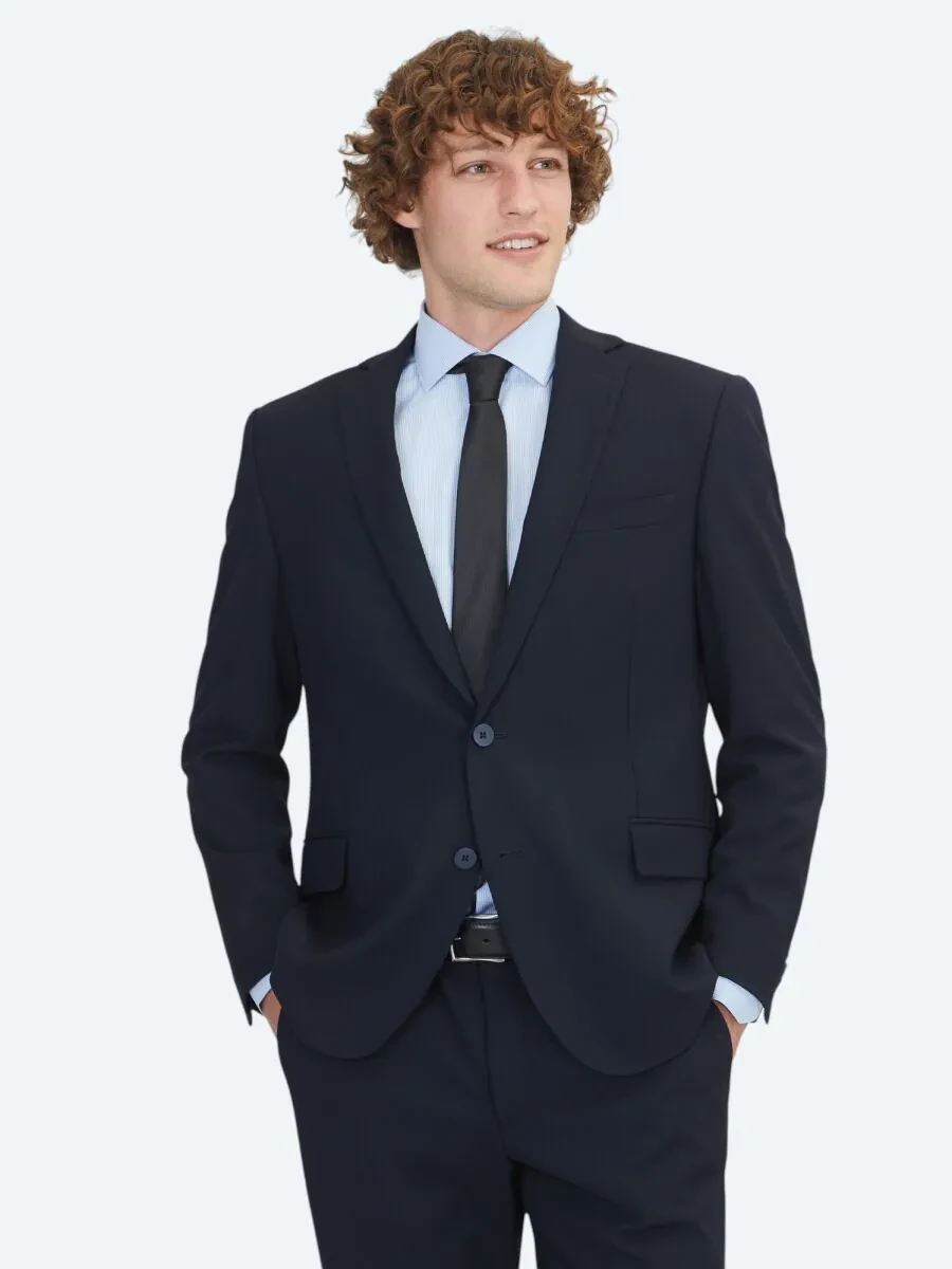 Navy Blue Micro Regular Fit Suit - 1