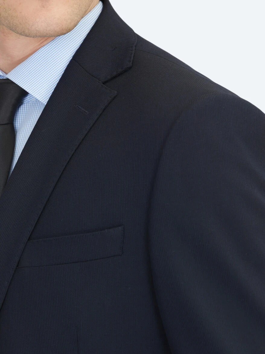 Navy Blue Micro Regular Fit Suit - 5