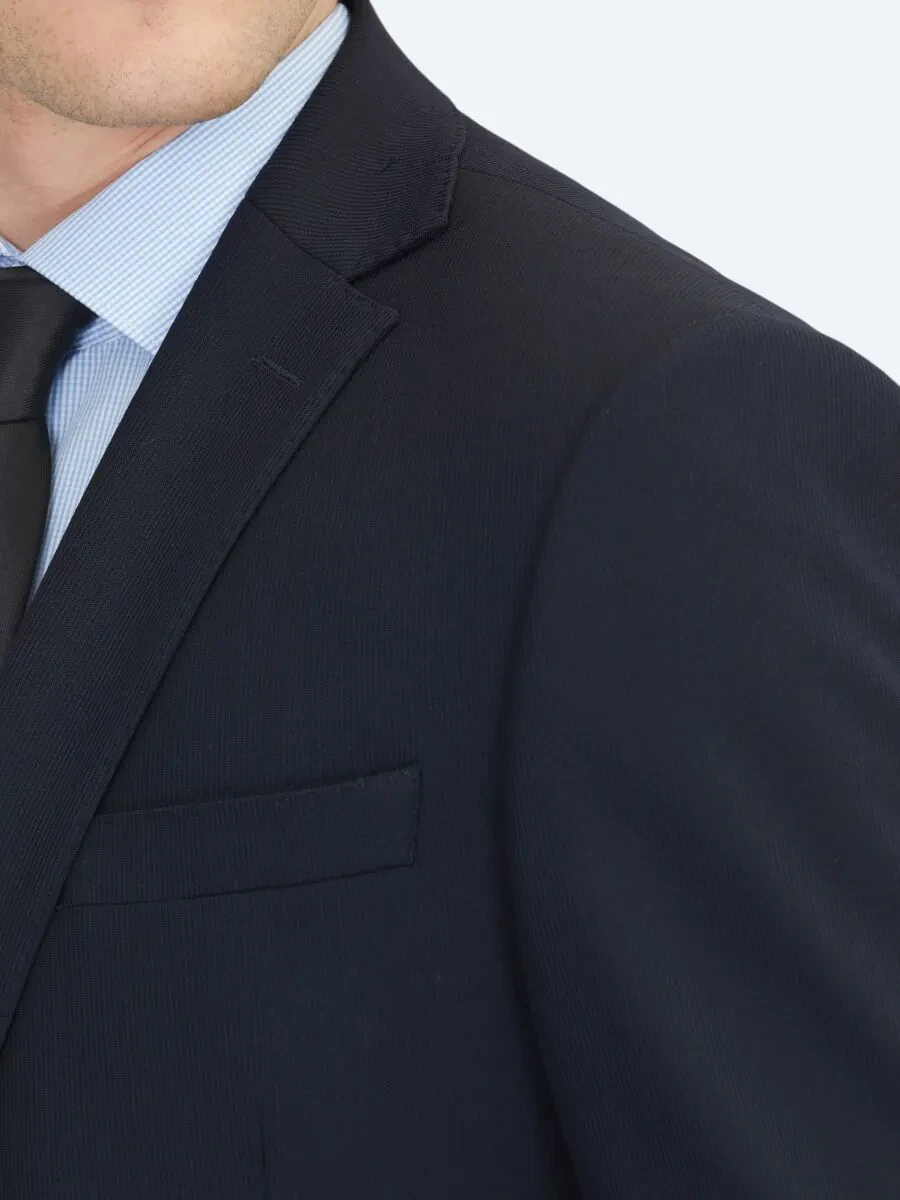 Navy Blue Micro Regular Fit Suit - 5
