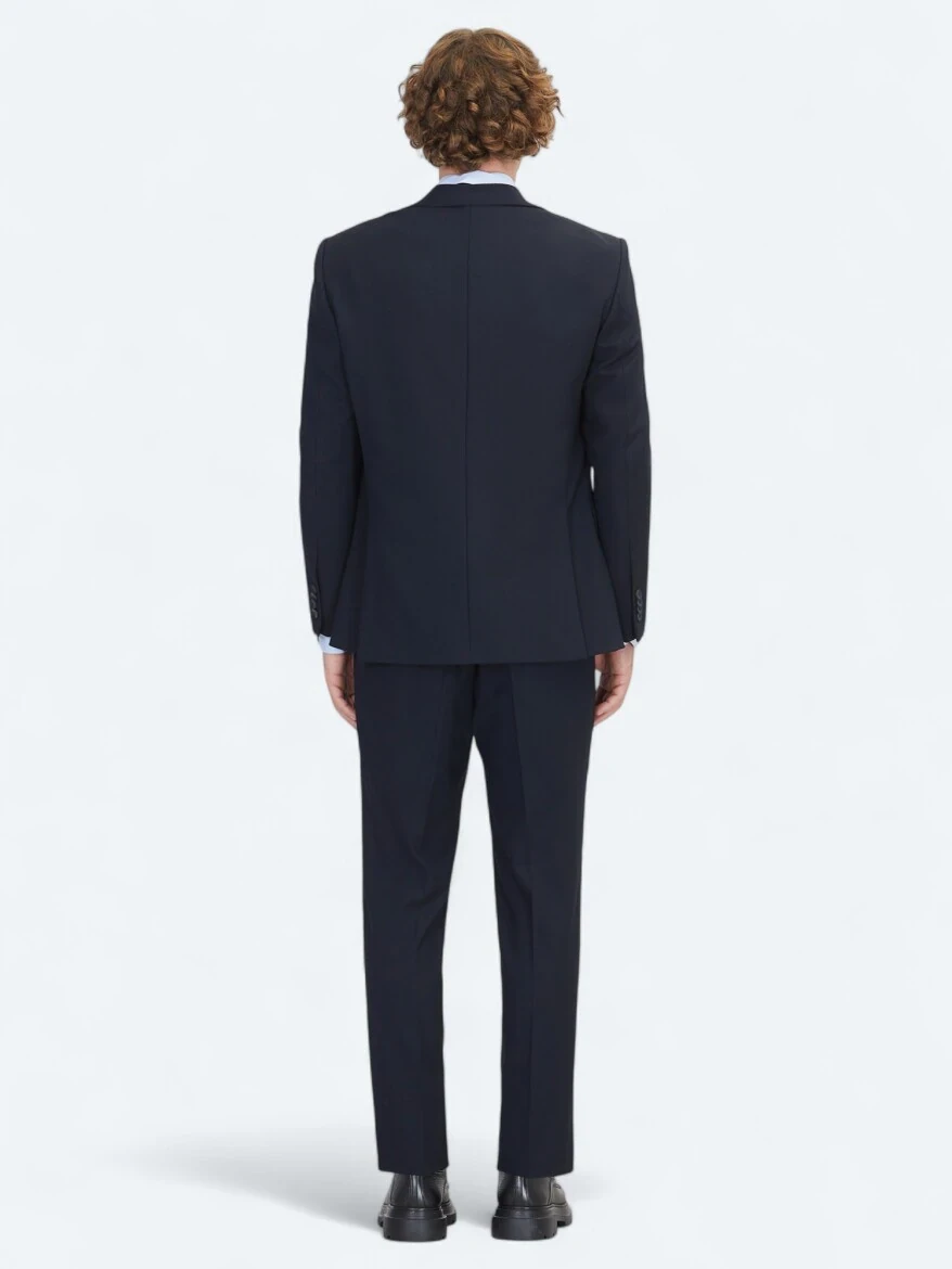Navy Blue Micro Regular Fit Suit - 6